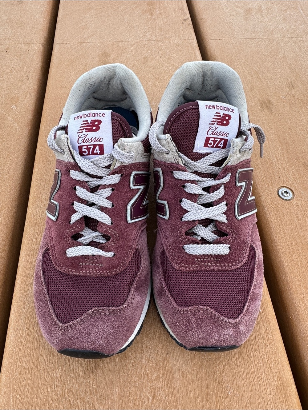 New Balance Burgundy and White Classic Sneakers